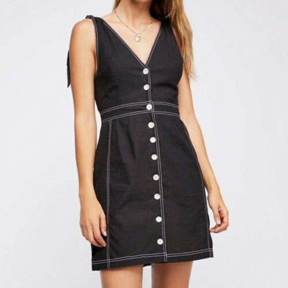 Free People Dresses & Skirts - Free People Black London Town Tie Strap Dress NWT